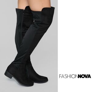 Fashion Nova Women's Faux Suede Marja Over The Knee Boots Shoes Size 11 Black